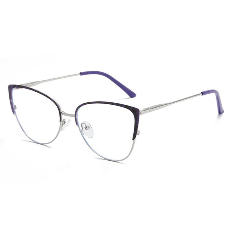 Blue Light Blocking Women Cat Eye Nearsighted Glasses Metal Leopard Frame Short-Sight Eyeglasses Diopter 0 -0.5 -0.75 To -6.0