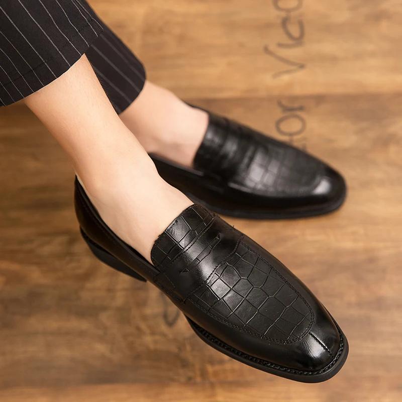 Fashion New Luxurious Classic Crocodile Pattern Business Shoes Men Designer Formal Dress Leather Shoes Men's Loafers Wedding Party Shoes