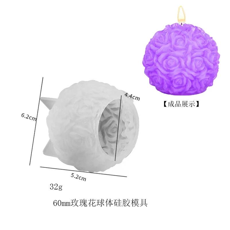 3D Rose Ball Candle Aromatherapy Mold DIY Valentine's Day Casting Mold Creative Elegant Candlestick Stand Home Wedding Decor