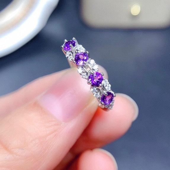 

Открытое кольцо с аметистом - Элегантная модная бижутерия для женщин Adjustable Open Ring [Up and Down Overlapping]