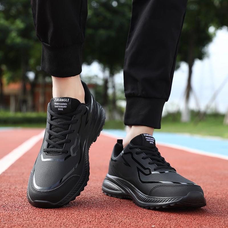 PU Leather Running Shoes Men's Casual Sneakers Fitness Trainers Waterproof Sports Shoes Soft Sole Sneakers