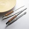 Rivet Walnut 304 Stainless Steel Barbecue Clip Non-slip Korean Tongs Anti-scalding Outdoor Camping Tool Hot Pot Food Clips