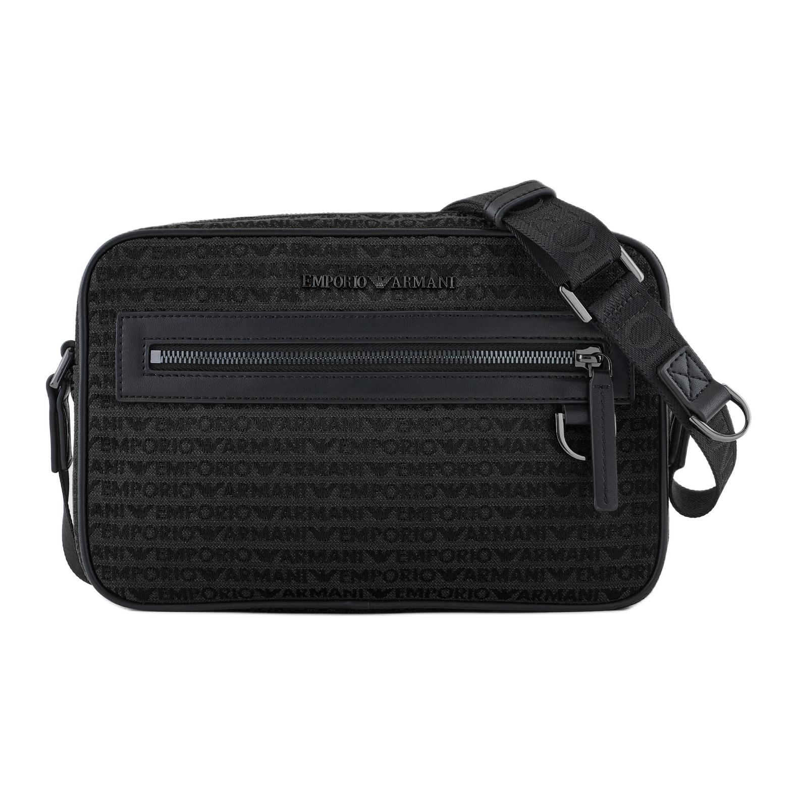 

Emporio Armani Logo Print Zip Closure Cotton Shoulder Bag Men Bags Black EM001210-AF13823-U8168 Basic Set (Bag+Dust Bag)