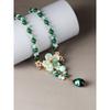 GEMCHIC Women's Vintage Green Aventurine & Glass Bead Flower Pendant Necklace Ethnic Style Handmade Statement Jewelry