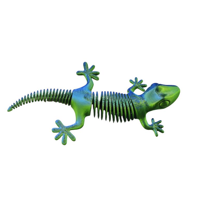 3D Printed Articulated Spring Lizard Model Toy