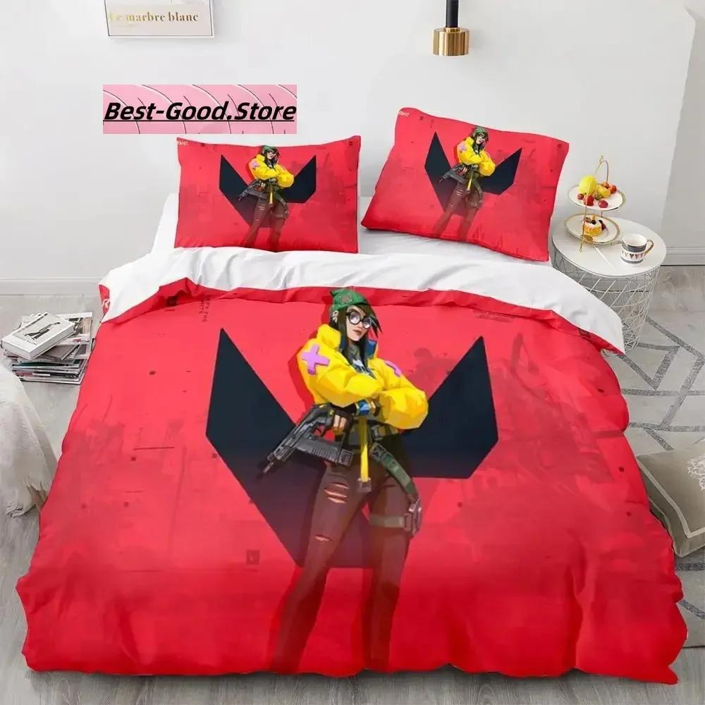 Gaming Valorant Beding Set Single Twin Ful Quen King-Sized Dimensionsd Dimensions Bed Linen Set Aldult Kid Bedrom Duvetcover Sets 3D Print Anime 039