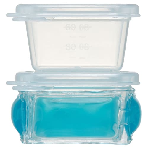Skater Baby Food Storage Containers, Small Portions, Sealable Containers for Prepared Food, 60ml, with Ice Packs, 2-Pack, Microwaveable, CLMMS2-A