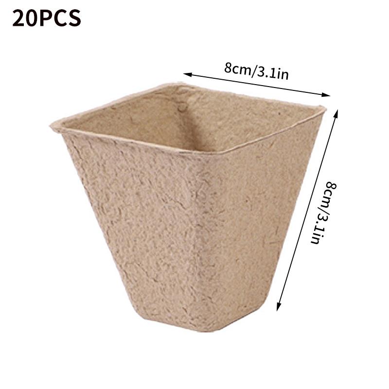 20PCS Seedling Cup Disposable Nursery Pots Paper Pulp Biodegradable Seedling Germination Cultivation Bowl Kit Plant Accessories