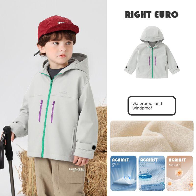 Boys Jacket, Children s Mountain-Style Reversible Casual Cotton Coat, Thickened Cotton Clothing, Children s Winter Clothing, New Trendy Style Moon Rock Gray 130cm