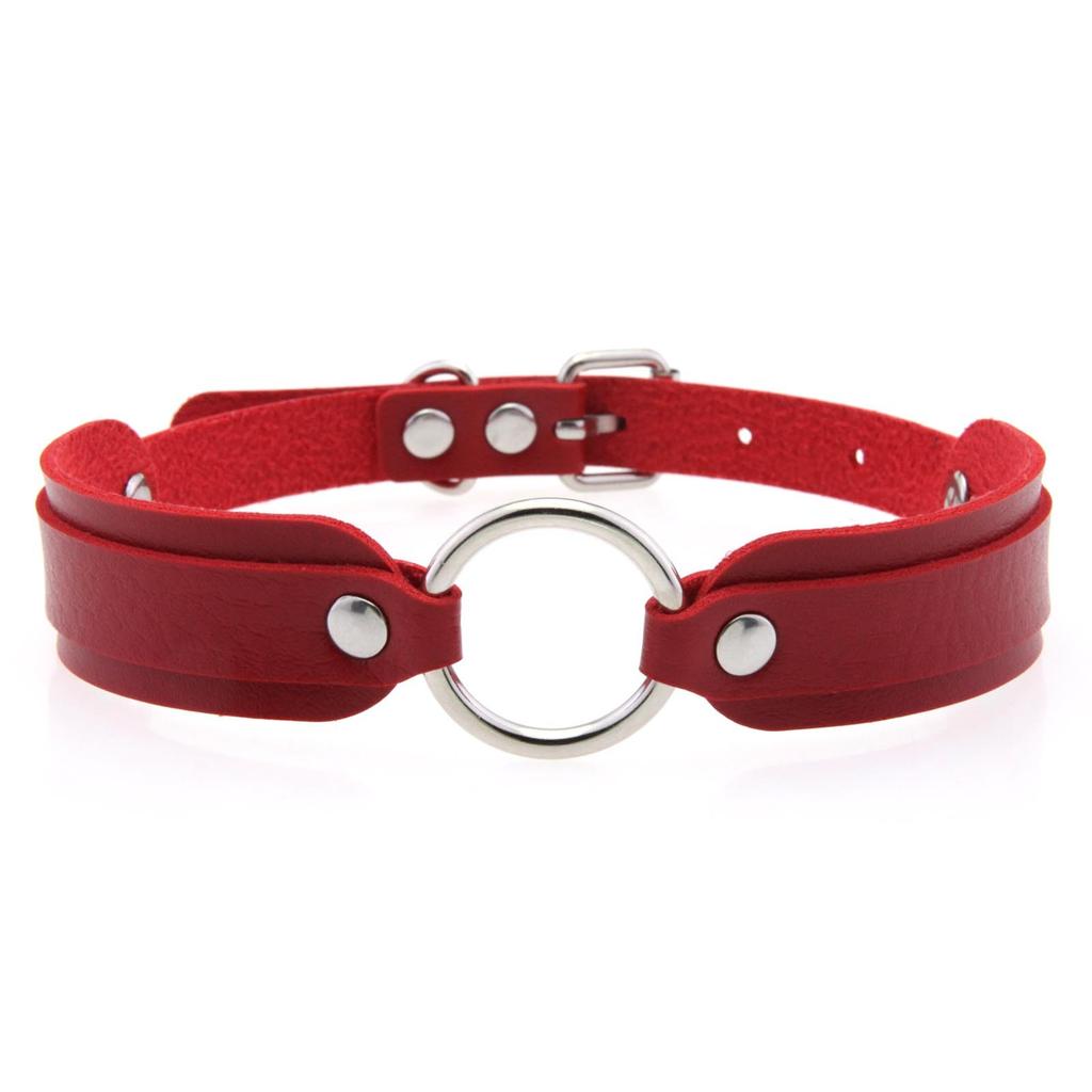 Black Red Choker Necklace Circle Stud Punk Rock Faux Leather Goth Collar Women Chocker Girls Harajuku Costume Gothic Jewelry