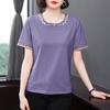 Besticktes Sommer Freizeit Kurzarm T-Shirt für Frauen mittleren Alters