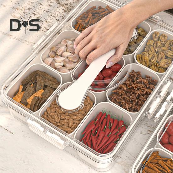 Snack Box with 8 Compartments Space-Saving Snack Plate for Sweets Nuts Fruit Storage Snack Tray Versatile Snack Organizer