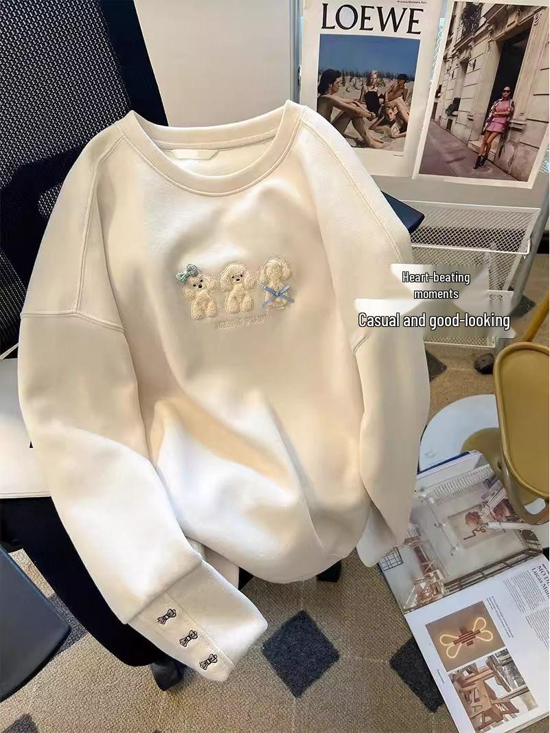 

Women s Cross-Border Embroidered Puppy Sweatshirt - Autumn/Winter 2025 Fashionable Loose Fit L