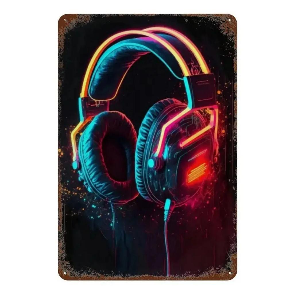 Metal Tin Signs Lighting DJ Wall Decoration Plaque Vintage Art Poster Iron Painting for Man Cave Home Cafe Game Room Club Bar