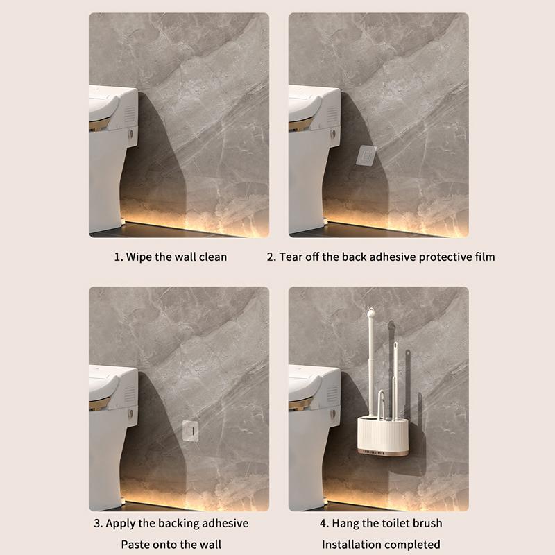 Silicone Wall Mount Toilet Brush Set Quick Dry Drain Base Efficient Gap Cleaning for Bathroom Use