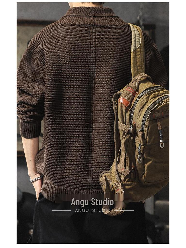 Men's Luxury Double-Breasted Thick Knit Cardigan - Autumn/Winter Loose Warm Sweater Coat