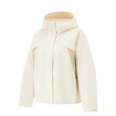 Li Ning Comfortable Casual Minimalist Hooded Loose Zipper Solid Color Sports Windbreaker Women Outerwear Rock-White-Gray AFDV742-1