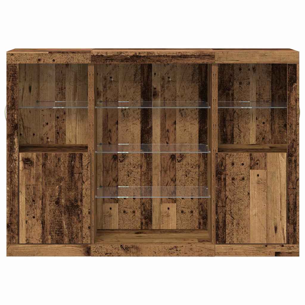 LED Sideboard Reclaimed Wood Look 142.5 x 37 x 100 cm Engineered Wood