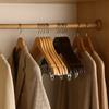 Solid Wood Hanger Household Non-Slip And Non-Marking Clothing Hanging Hotel With Clip Wooden Clothes Rack Set Integrated Pants Rack Support