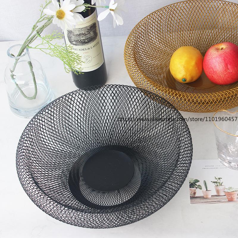 Nordic Creative Ironwork Wire Mesh Fruit Basket Double-Layer Modern Snack And Candy Storage Fruit Basket