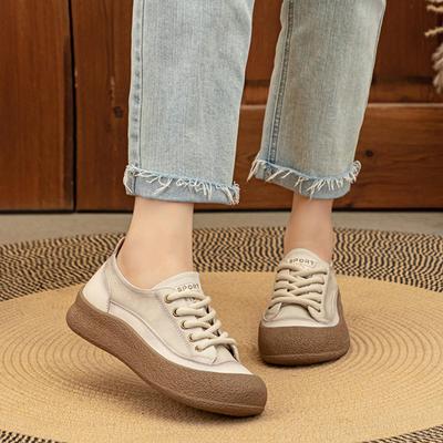 Retro Ugly Cute Thick Baseplate Shoes Women's 2025 Autumn New Soft Sole Versatile Popular White Shoes Casual Sports Women's Shoes
