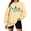 Women's Comfortable Casual Sweatshirt with Long Sleeve, Round Neck, Loose Fit, Small Halloween Print and Color Options