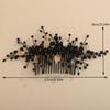 Black Crystal Bridal Hair Comb Handmade Leaf Wedding Hair Accessories Ornaments Trendy Bride Headpiece Tiara for Women and Girls