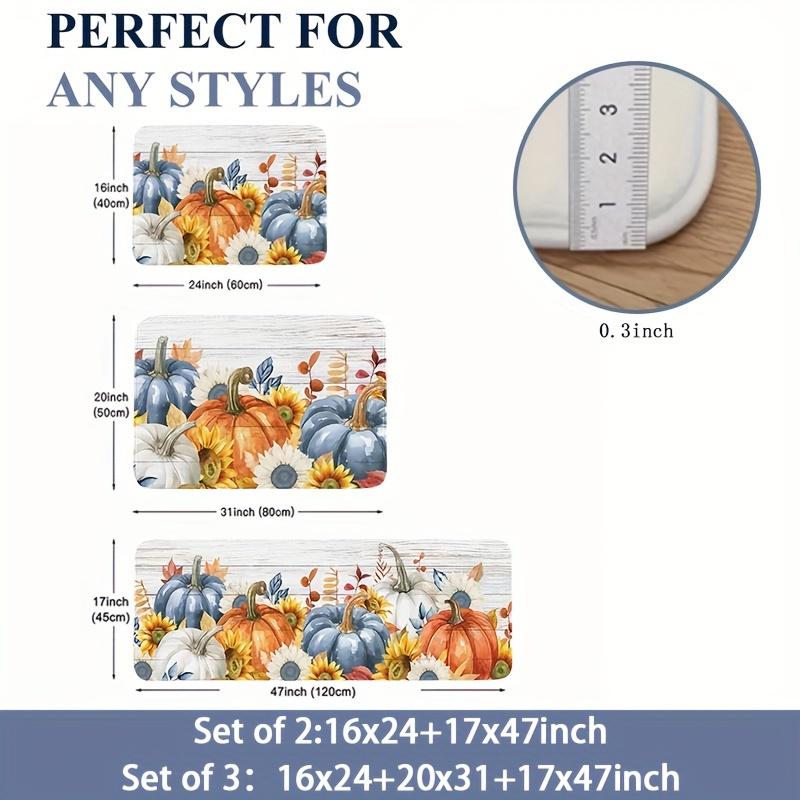 1Pcs Anti Fatigue Kitchen Rugs Autumn Harvest Print Waterproof Non-Slip Thick Cushioned Kitchen Mat Heavy Duty Comfort Standing Mat for Kitchen