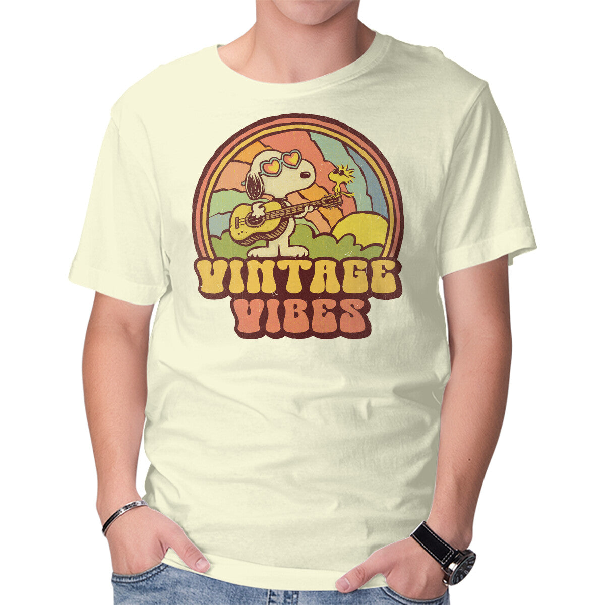 Unisex Crew Neck T-Shirt Vintage Beagle Graphic Short Sleeve Casual Tee S
