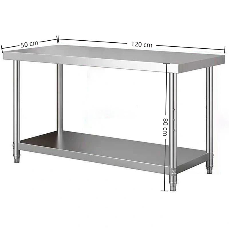 Multifunctional Stainless Steel Table For Home Use, With Adjustable Legs, Available In Multiple Sizes.