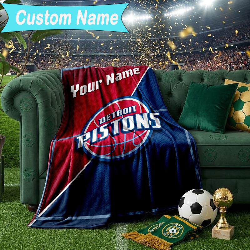 Custom Name Blanket Detroit-Pistons Logo Blanket Bedding Blanket for Travel, Camping, Living Rooms, Offices, Sofas, Fan Christmas Gift