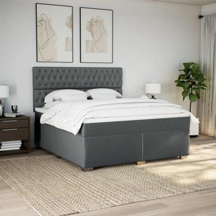 Maison Exclusive - Sommier à lattes de lit avec matelas Gris foncé 180x200cm Tissu