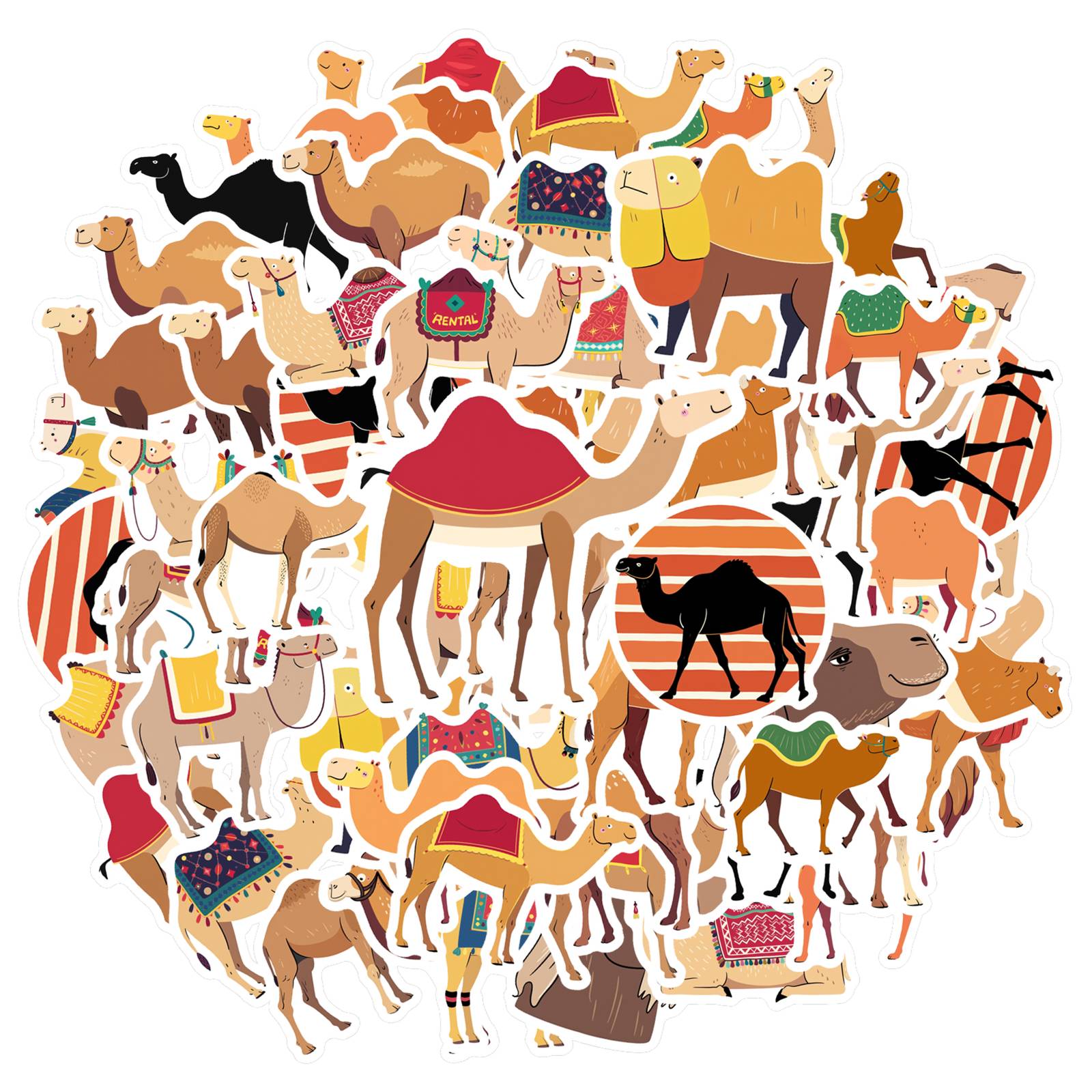 

35pcs Playful Animals Stickers Cartoon Camel Animal Stickers Funny Stickers For Guitar DIY Skateboard Laptop Luggage Decor DIY