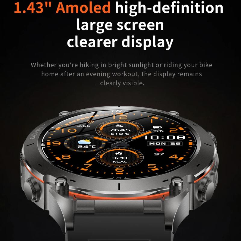 2025 New Outdoor GPS Smart Watch 1.43" AMOLED 10ATM Waterproof Bracelet Compass Sports Tracker BT Call Smartwatch Men For Xiaomi IOS