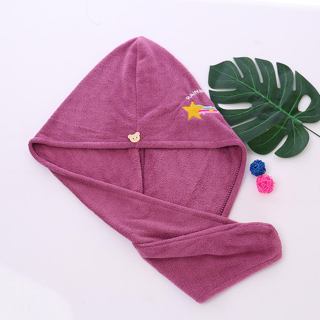Coral Fleece Hair Drying Towel Cartoon Hair Towel Wrap Bathroom Hair Drying Hat for HouseholdBlue