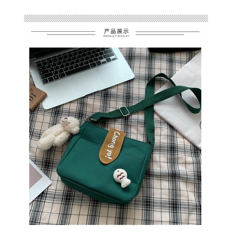 Canvas Bag Women's New Cloth Bag Versatile Commuter Small Bag Fashion Satchel Girl Messenger Bag Shoulder Bag