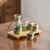 5 buc/set Set de pahare de vin din ceramică cu model creativ, ceașcă și ceainic din ceramică portabil pentru camping în aer liber, picnic, cadou de aniversare