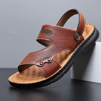 Lässige Sandalen für Herren 2025 Sommer Superfaserleder Lässige Strandschuhe mit Latexpolstern für Draußen Rutschfest