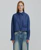 MOLLIOLLI Cro Oversized Crop Denim Shirt [Blue]