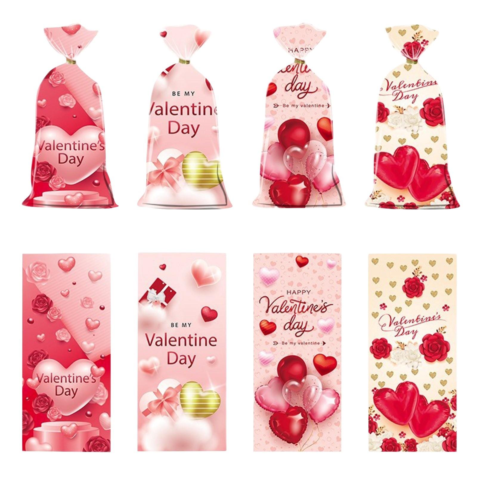 OPP Valentine s Day Flat Candy Packaging Bag Transparent Love Rose Printed Plastic Bag S