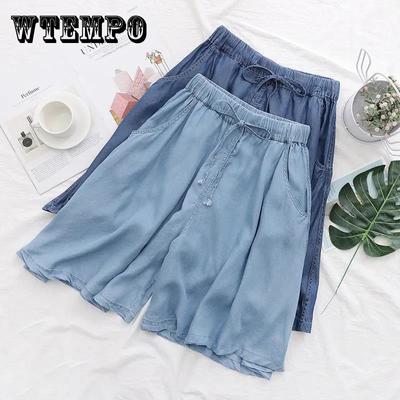 Women High Waist Shorts Spring Summer Wide Leg Shorts  Loose  A-line Thin Casual Shorts