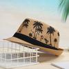 New Couple Sun Hat Fedora Cap Coconut Trees Pattern Top Hats Beach Hat Jazz Cap