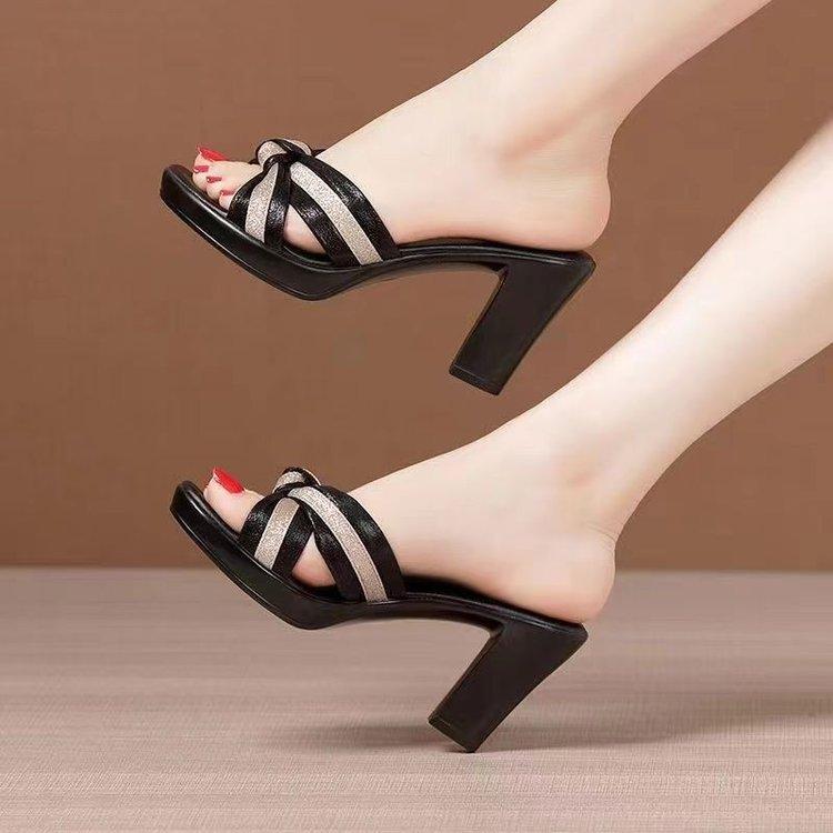 Ciabatte Estive da Donna con Zeppa Spessa, Piattaforma Impermeabile, Bocca di Pesce, Linea Dritta Sandali da Donna, Ciabatte alla Moda