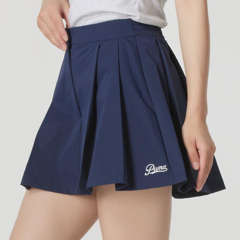 Puma Ss24 Solid Color Breathable Sports Fashion Versatile Casual Skirt Women Skirts Blue 630945-14