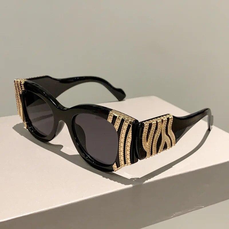 Ochelari de soare cu ochi de pisică cu cadru mare pentru femei, ochelari de soare la modă, vintage, la modă, punk, supradimensionați, de lux, sexy, pentru femei