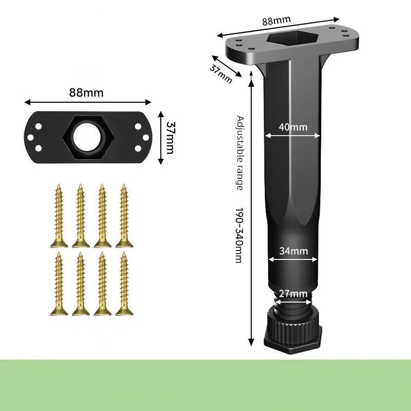 4 Stück Verstellbare Bettgestell Stützbeine Kunststoff Teleskop Stützfüße Schlafsofa Schrankboden Tragwinkel
