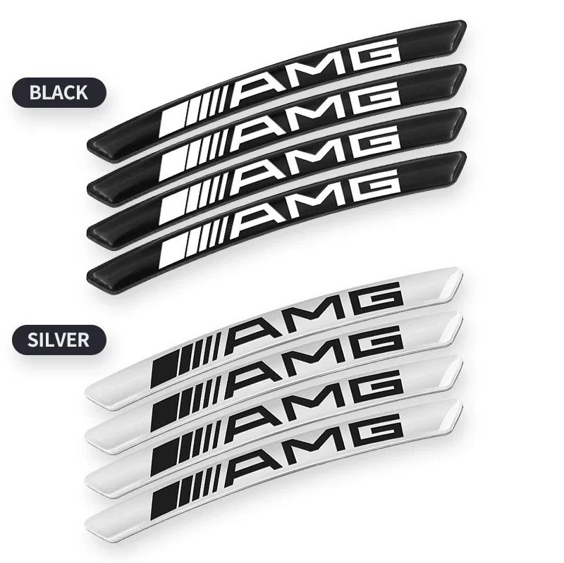 TQEF2 For Mercedes Benz AMG CLA CLS W212 W213 W204 W205 W176 GLC 4Pcs Car Wheel Hub Rim Stickers Decals Auto Styling Accessories
