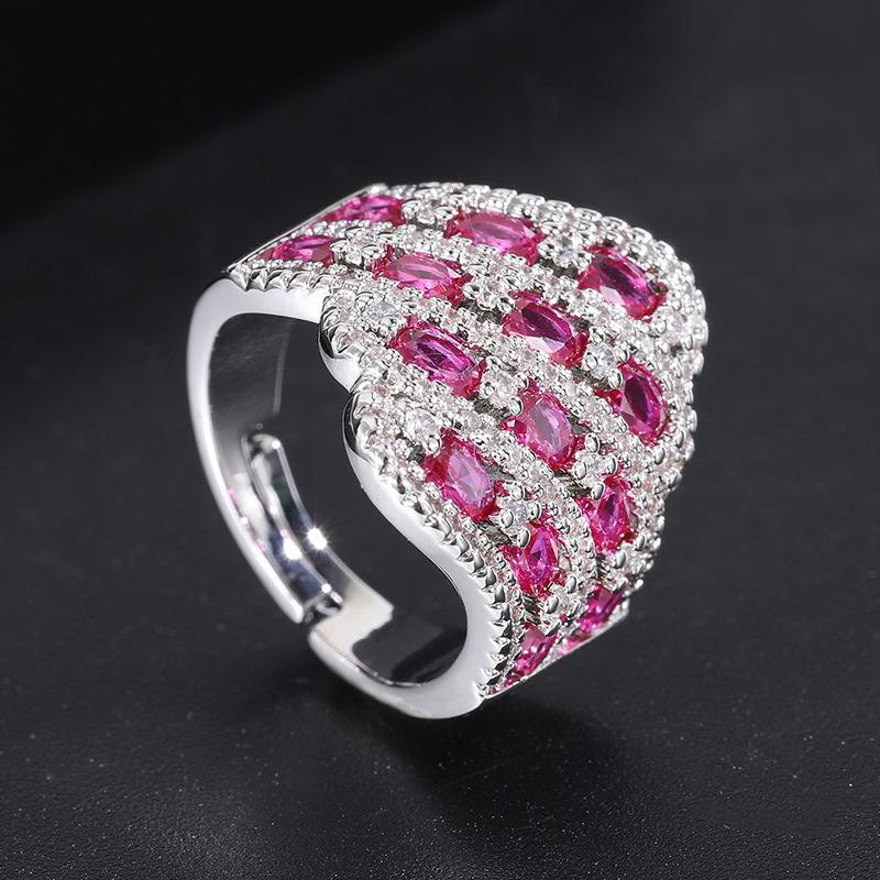 Exaggerated cold wind ins geometric polygon zircon ring niche fashion temperament ring