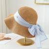 Bucket Hat Knitted Fisherman Hat with Ribbon and Metal, Spring/Summer/Autumn Windproof Versatile Women's Hat New