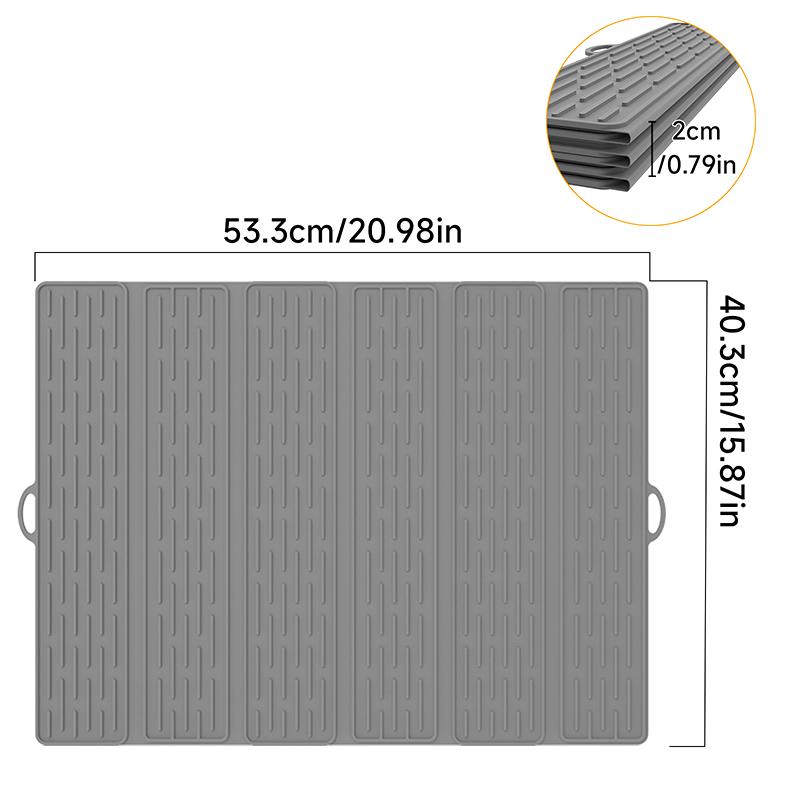 Silikon Abtropfmatte für Küchentheke, Zusammenklappbare Große Abtropfmatte, Trockenmatte, Rutschfeste Silikon Spülbeckenmatte